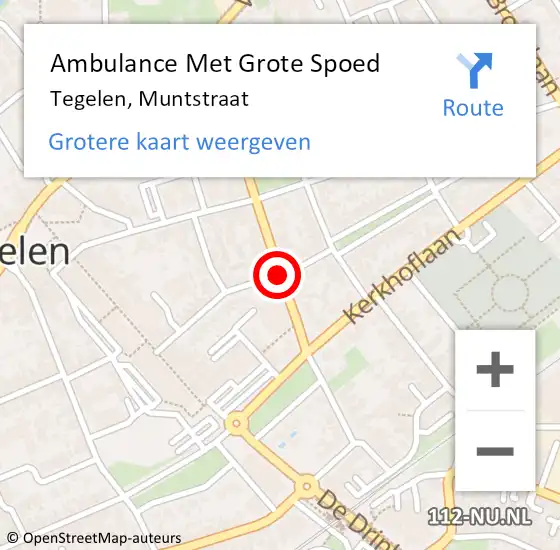 Locatie op kaart van de 112 melding: Ambulance Met Grote Spoed Naar Tegelen, Muntstraat op 24 april 2020 21:20