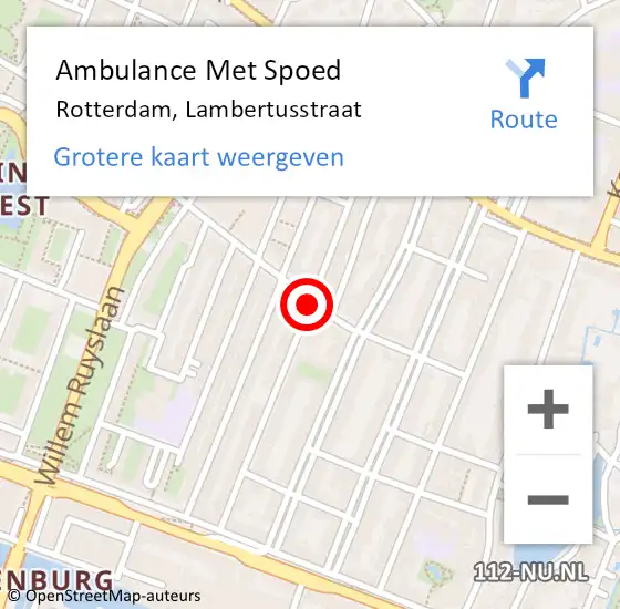 Locatie op kaart van de 112 melding: Ambulance Met Spoed Naar Rotterdam, Lusthofstraat op 24 april 2020 21:37