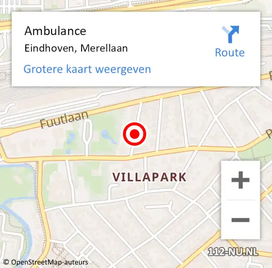 Locatie op kaart van de 112 melding: Ambulance Eindhoven, Merellaan op 24 april 2020 23:07