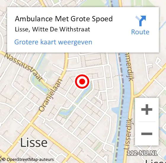 Locatie op kaart van de 112 melding: Ambulance Met Grote Spoed Naar Lisse, Witte De Withstraat op 24 april 2020 23:09