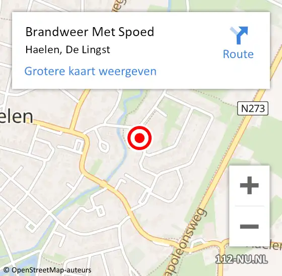 Locatie op kaart van de 112 melding: Brandweer Met Spoed Naar Haelen, De Lingst op 25 april 2020 00:36