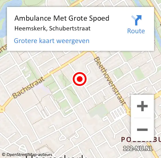Locatie op kaart van de 112 melding: Ambulance Met Grote Spoed Naar Heemskerk, Schubertstraat op 25 april 2020 01:03