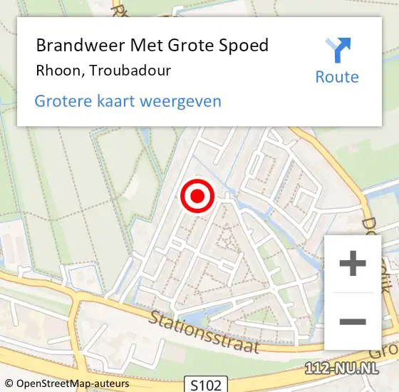 Locatie op kaart van de 112 melding: Brandweer Met Grote Spoed Naar Rhoon, Troubadour op 25 april 2020 02:13