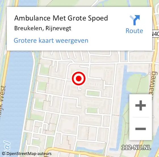 Locatie op kaart van de 112 melding: Ambulance Met Grote Spoed Naar Breukelen, Rijnevegt op 5 mei 2014 02:08