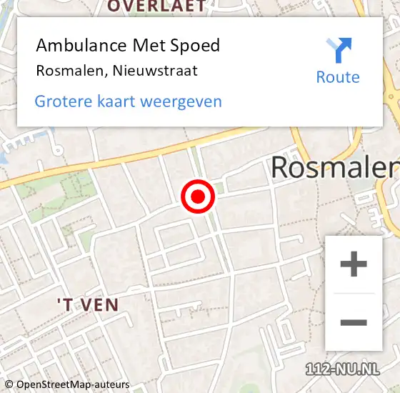 Locatie op kaart van de 112 melding: Ambulance Met Spoed Naar Rosmalen, Nieuwstraat op 25 april 2020 03:16