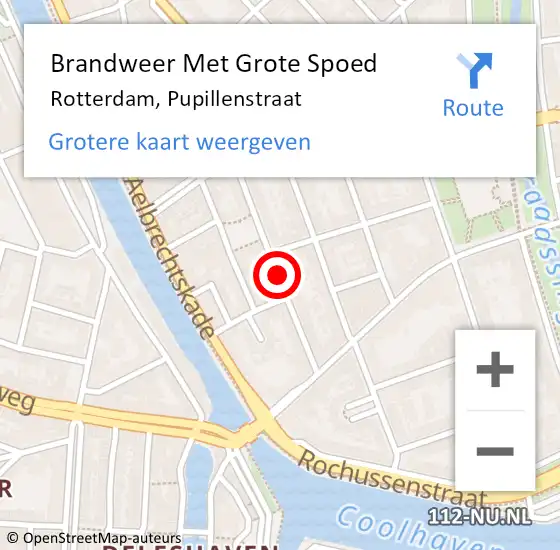 Locatie op kaart van de 112 melding: Brandweer Met Grote Spoed Naar Rotterdam, Pupillenstraat op 25 april 2020 07:07