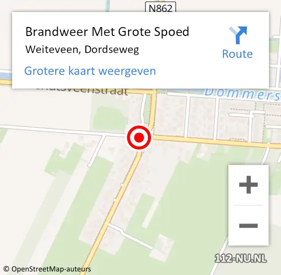 Locatie op kaart van de 112 melding: Brandweer Met Grote Spoed Naar Weiteveen, Dordseweg op 25 april 2020 07:54