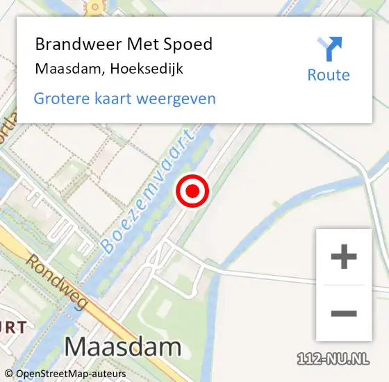 Locatie op kaart van de 112 melding: Brandweer Met Spoed Naar Maasdam, Hoeksedijk op 25 april 2020 08:57