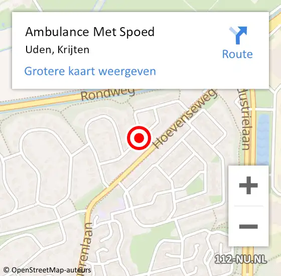 Locatie op kaart van de 112 melding: Ambulance Met Spoed Naar Uden, Krijten op 25 april 2020 09:13