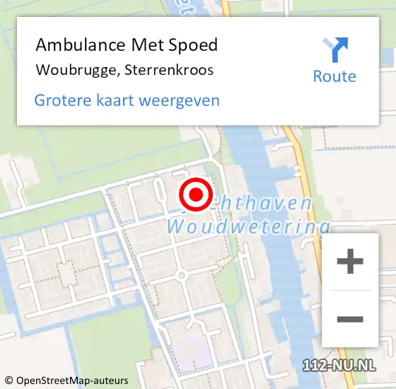 Locatie op kaart van de 112 melding: Ambulance Met Spoed Naar Woubrugge, Sterrenkroos op 5 mei 2014 02:57