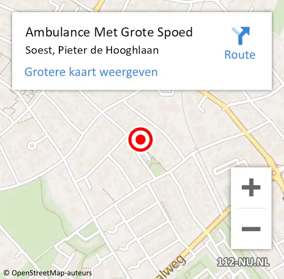 Locatie op kaart van de 112 melding: Ambulance Met Grote Spoed Naar Soest, Pieter de Hooghlaan op 5 mei 2014 03:00
