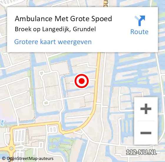 Locatie op kaart van de 112 melding: Ambulance Met Grote Spoed Naar Broek op Langedijk, Grundel op 25 april 2020 12:48