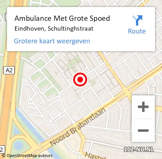 Locatie op kaart van de 112 melding: Ambulance Met Grote Spoed Naar Eindhoven, Schultinghstraat op 25 april 2020 12:57