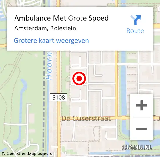 Locatie op kaart van de 112 melding: Ambulance Met Grote Spoed Naar Amsterdam, Bolestein op 25 april 2020 13:14