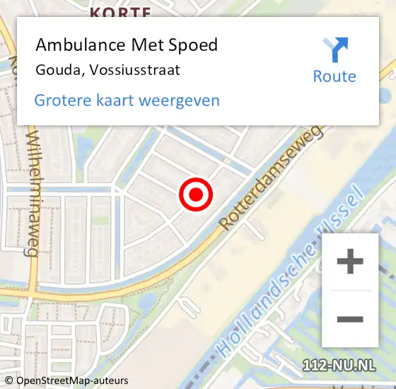 Locatie op kaart van de 112 melding: Ambulance Met Spoed Naar Gouda, Vossiusstraat op 25 april 2020 14:03