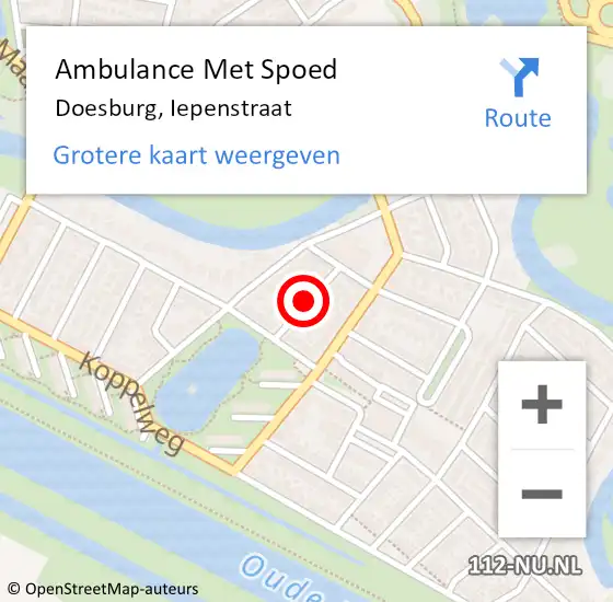 Locatie op kaart van de 112 melding: Ambulance Met Spoed Naar Doesburg, Iepenstraat op 25 april 2020 14:46