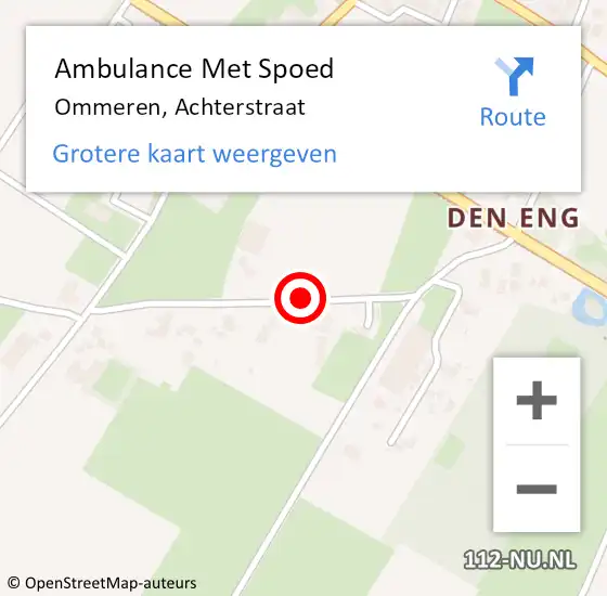 Locatie op kaart van de 112 melding: Ambulance Met Spoed Naar Ommeren, Achterstraat op 25 april 2020 17:26