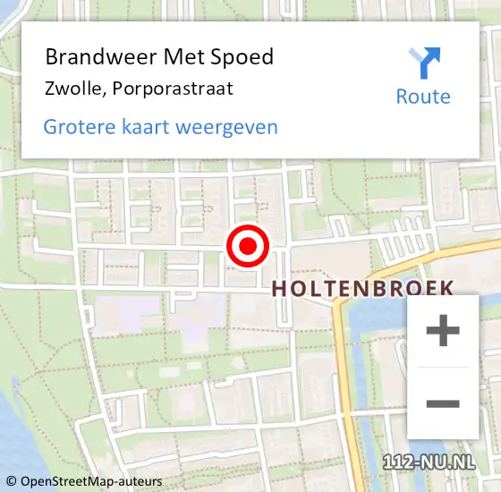 Locatie op kaart van de 112 melding: Brandweer Met Spoed Naar Zwolle, Porporastraat op 25 april 2020 17:49