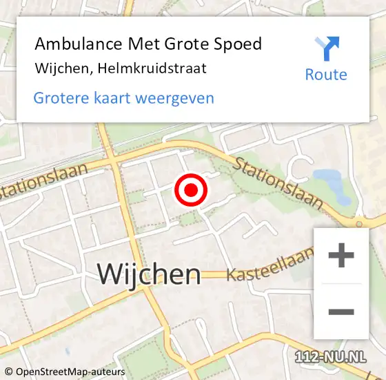 Locatie op kaart van de 112 melding: Ambulance Met Grote Spoed Naar Wijchen, Helmkruidstraat op 25 april 2020 18:04