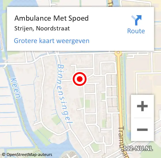 Locatie op kaart van de 112 melding: Ambulance Met Spoed Naar Strijen, Noordstraat op 25 april 2020 18:16
