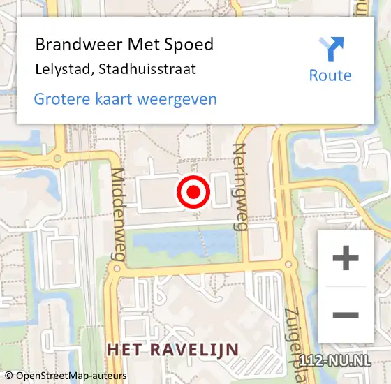 Locatie op kaart van de 112 melding: Brandweer Met Spoed Naar Lelystad, Stadhuisstraat op 25 april 2020 19:02