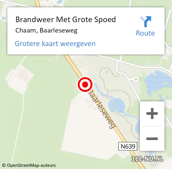 Locatie op kaart van de 112 melding: Brandweer Met Grote Spoed Naar Chaam, Baarleseweg op 25 april 2020 19:17