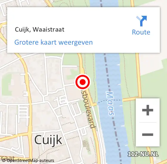 Locatie op kaart van de 112 melding:  Cuijk, Waaistraat op 25 april 2020 19:22