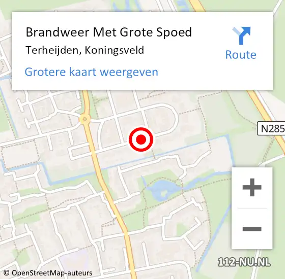 Locatie op kaart van de 112 melding: Brandweer Met Grote Spoed Naar Terheijden, Koningsveld op 25 april 2020 19:33