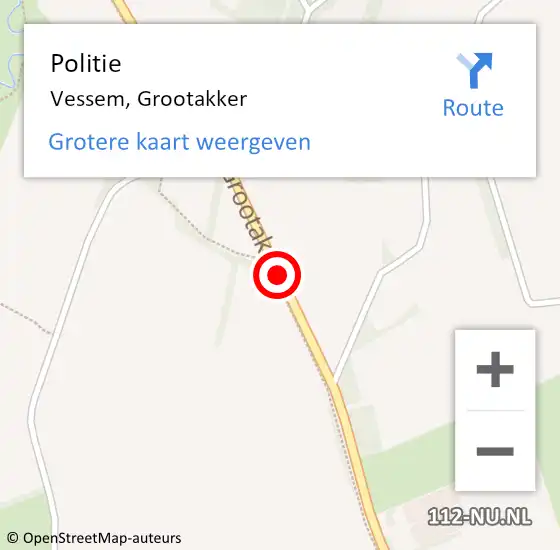 Locatie op kaart van de 112 melding: Politie Vessem, Grootakker op 25 april 2020 20:22