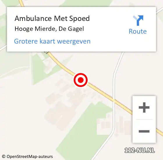 Locatie op kaart van de 112 melding: Ambulance Met Spoed Naar Hooge Mierde, De Gagel op 25 april 2020 21:02