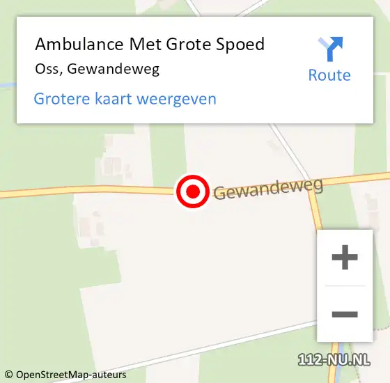 Locatie op kaart van de 112 melding: Ambulance Met Grote Spoed Naar Oss, Gewandeweg op 25 april 2020 22:46