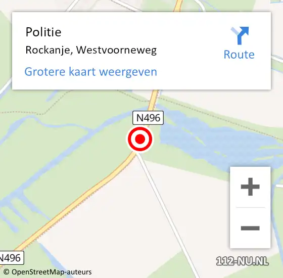 Locatie op kaart van de 112 melding: Politie Rockanje, Westvoorneweg op 5 mei 2014 06:41
