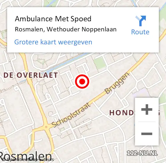 Locatie op kaart van de 112 melding: Ambulance Met Spoed Naar Rosmalen, Wethouder Noppenlaan op 26 april 2020 00:14