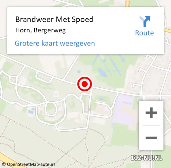 Locatie op kaart van de 112 melding: Brandweer Met Spoed Naar Horn, Bergerweg op 26 april 2020 00:23