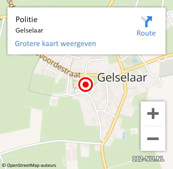 Locatie op kaart van de 112 melding: Politie Gelselaar op 26 april 2020 00:41