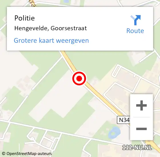 Locatie op kaart van de 112 melding: Politie Hengevelde, Goorsestraat op 26 april 2020 00:45