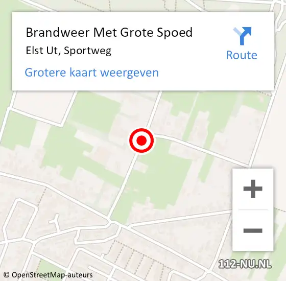 Locatie op kaart van de 112 melding: Brandweer Met Grote Spoed Naar Elst Ut, Sportweg op 26 april 2020 00:53