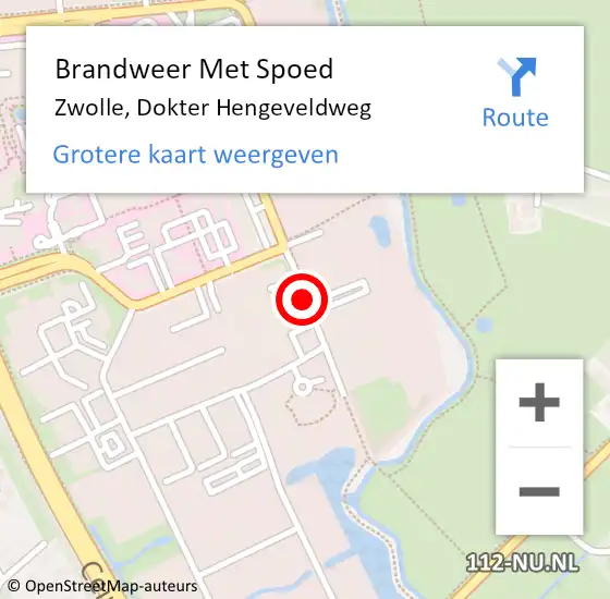 Locatie op kaart van de 112 melding: Brandweer Met Spoed Naar Zwolle, Dokter Hengeveldweg op 26 april 2020 01:54