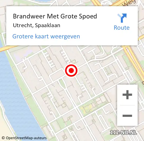 Locatie op kaart van de 112 melding: Brandweer Met Grote Spoed Naar Utrecht, Spaaklaan op 26 april 2020 04:18