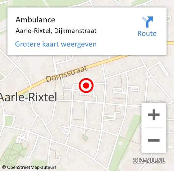 Locatie op kaart van de 112 melding: Ambulance Aarle-Rixtel, Dijkmanstraat op 26 april 2020 05:02