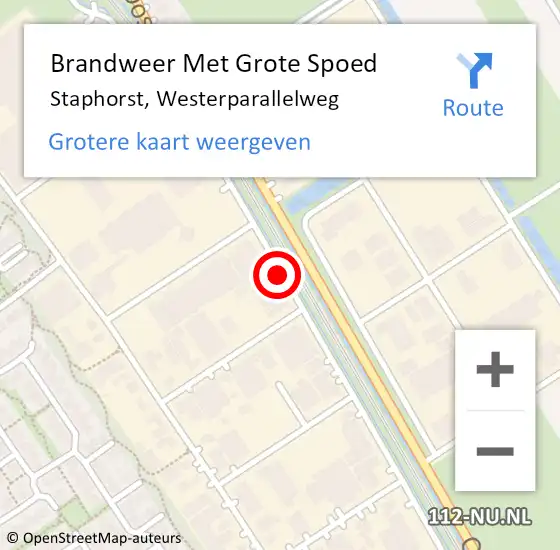 Locatie op kaart van de 112 melding: Brandweer Met Grote Spoed Naar Staphorst, Westerparallelweg op 26 april 2020 07:37