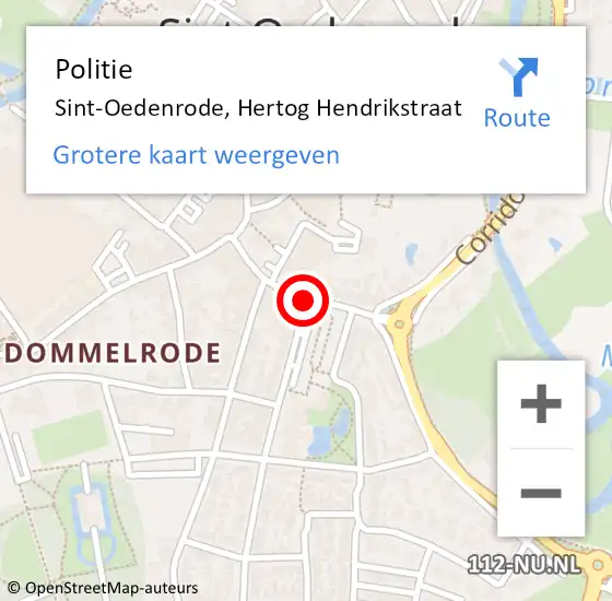 Locatie op kaart van de 112 melding: Politie Sint-Oedenrode, Hertog Hendrikstraat op 26 april 2020 14:14