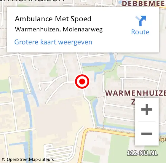 Locatie op kaart van de 112 melding: Ambulance Met Spoed Naar Warmenhuizen, Molenaarweg op 26 april 2020 14:53