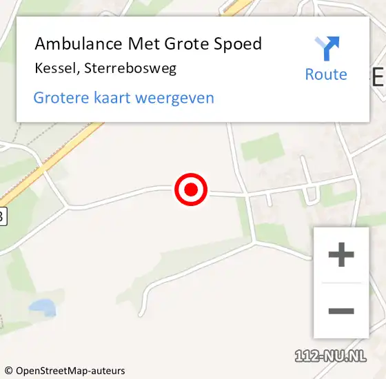 Locatie op kaart van de 112 melding: Ambulance Met Grote Spoed Naar Kessel, Sterrebosweg op 26 april 2020 14:55