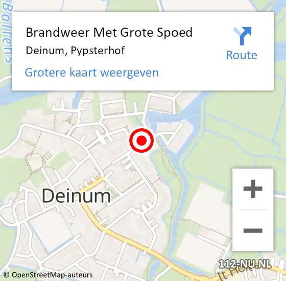 Locatie op kaart van de 112 melding: Brandweer Met Grote Spoed Naar Deinum, Pypsterhof op 26 april 2020 15:26