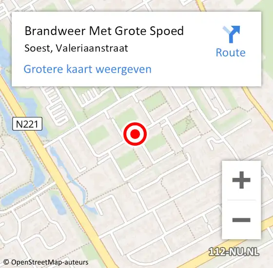 Locatie op kaart van de 112 melding: Brandweer Met Grote Spoed Naar Soest, Valeriaanstraat op 26 april 2020 16:38