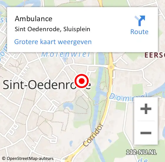 Locatie op kaart van de 112 melding: Ambulance Sint Oedenrode, Sluisplein op 26 april 2020 16:46