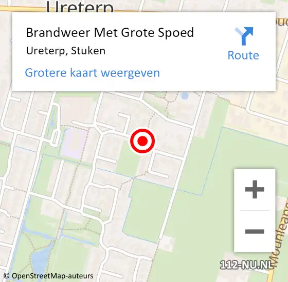 Locatie op kaart van de 112 melding: Brandweer Met Grote Spoed Naar Ureterp, Stuken op 26 april 2020 16:56