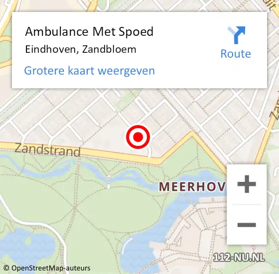 Locatie op kaart van de 112 melding: Ambulance Met Spoed Naar Eindhoven, Zandbloem op 26 april 2020 18:08