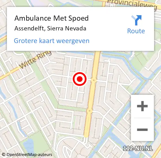 Locatie op kaart van de 112 melding: Ambulance Met Spoed Naar Assendelft, Sierra Nevada op 26 april 2020 19:02